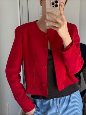 Red Embroidered Women’s Jacket